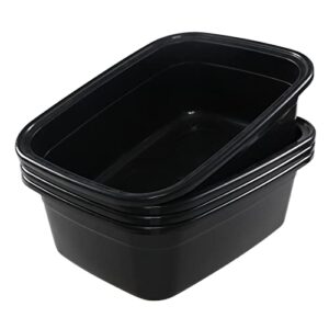 nicesh 16 quart plastic non-slip dish basin pan, 4-pack