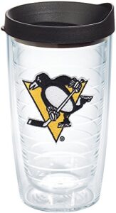 tervis made in usa double walled nhl pittsburgh penguins insulated tumbler cup keeps drinks cold & hot, 16oz, primary logo