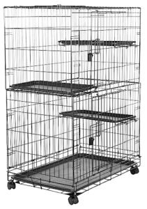 amazon basics large 3-tier cat cage playpen box crate kennel - 36 x 22 x 51 inches, black