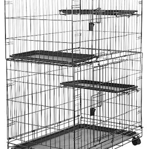 Amazon Basics Large 3-Tier Cat Cage Playpen Box Crate Kennel - 36 x 22 x 51 Inches, Black