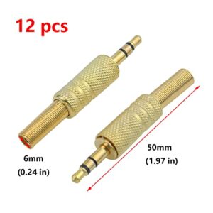 Antrader 3.5mm/1/8 Stereo Male Plug Audio Cable Connector w/Spring Coax Cable Audio Solder Adapter Pack of 12