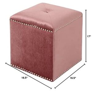 Christopher Knight Home Allen Glam Velvet Ottoman, Blush