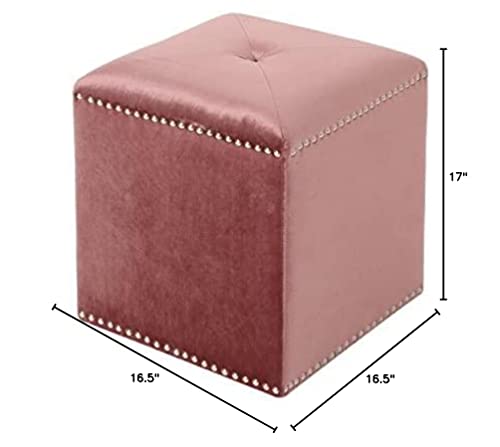 Christopher Knight Home Allen Glam Velvet Ottoman, Blush