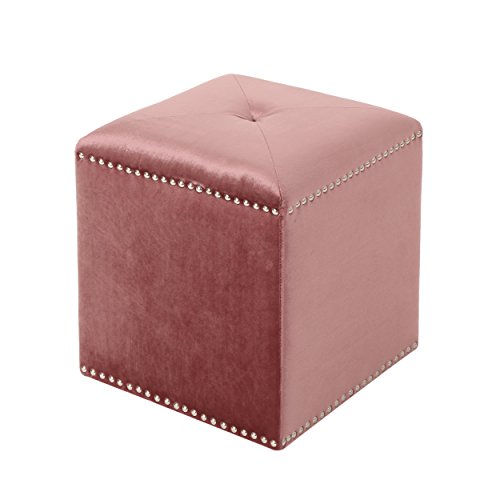 Christopher Knight Home Allen Glam Velvet Ottoman, Blush