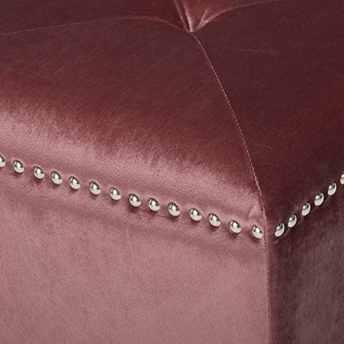 Christopher Knight Home Allen Glam Velvet Ottoman, Blush