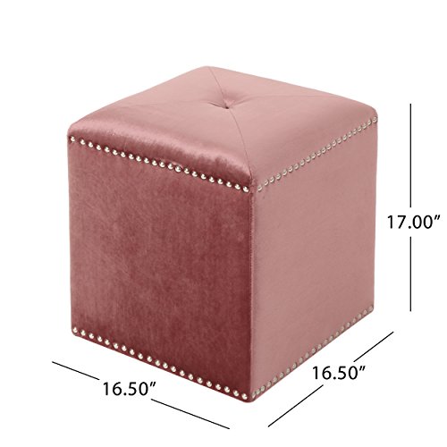 Christopher Knight Home Allen Glam Velvet Ottoman, Blush