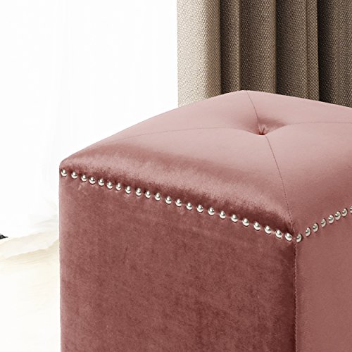 Christopher Knight Home Allen Glam Velvet Ottoman, Blush