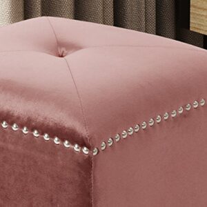 Christopher Knight Home Allen Glam Velvet Ottoman, Blush