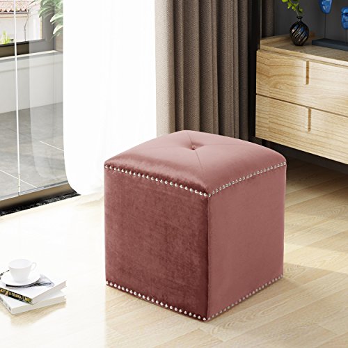 Christopher Knight Home Allen Glam Velvet Ottoman, Blush