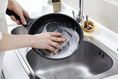 Full Circle Kitchen Sink Set - Ceramic Organizer with Be Good Dish Brush and In a Nutshell Scrubbing Sponges, Green