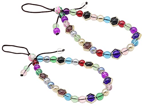 zdyCGTime Cell Phone Lanyard mobile chain Anti-lost crystal beads colored wrist lanyard strap Mobile Phone Charm Car Key Decor Camera Wallet MP3 U disk PSP key chain(2Pack-17cm/Multicolor)