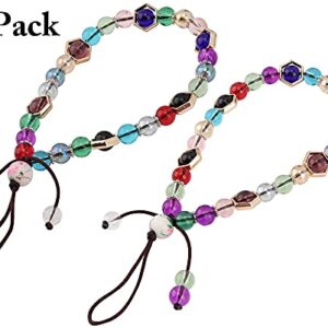 zdyCGTime Cell Phone Lanyard mobile chain Anti-lost crystal beads colored wrist lanyard strap Mobile Phone Charm Car Key Decor Camera Wallet MP3 U disk PSP key chain(2Pack-17cm/Multicolor)