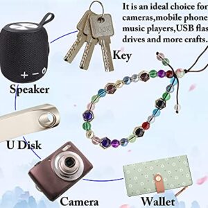 zdyCGTime Cell Phone Lanyard mobile chain Anti-lost crystal beads colored wrist lanyard strap Mobile Phone Charm Car Key Decor Camera Wallet MP3 U disk PSP key chain(2Pack-17cm/Multicolor)