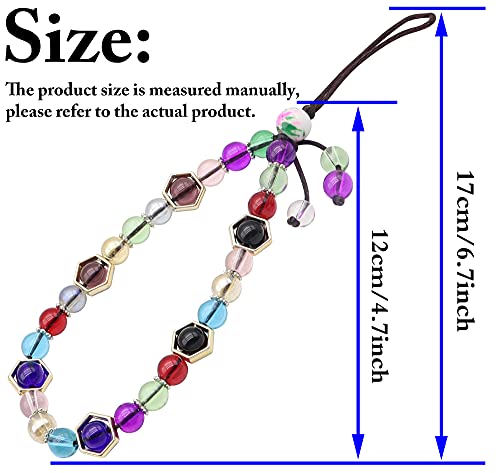 zdyCGTime Cell Phone Lanyard mobile chain Anti-lost crystal beads colored wrist lanyard strap Mobile Phone Charm Car Key Decor Camera Wallet MP3 U disk PSP key chain(2Pack-17cm/Multicolor)