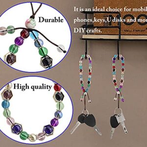 zdyCGTime Cell Phone Lanyard mobile chain Anti-lost crystal beads colored wrist lanyard strap Mobile Phone Charm Car Key Decor Camera Wallet MP3 U disk PSP key chain(2Pack-17cm/Multicolor)