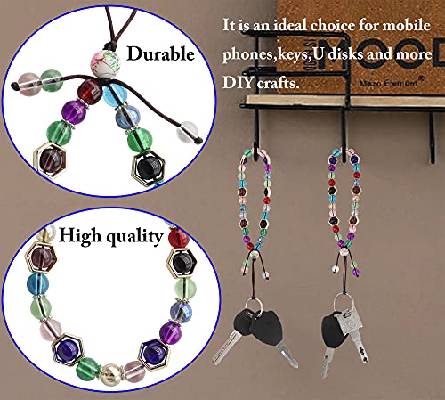 zdyCGTime Cell Phone Lanyard mobile chain Anti-lost crystal beads colored wrist lanyard strap Mobile Phone Charm Car Key Decor Camera Wallet MP3 U disk PSP key chain(2Pack-17cm/Multicolor)