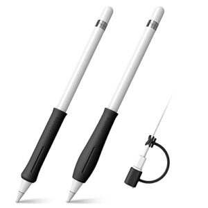 fintie silicone grip holder for apple pencil 1st 2nd generation, protective skin sleeve case accessories compatible with apple pencil 1 2, ipad 10.2, ipad 6th gen, ipad pro 11/12.9, black