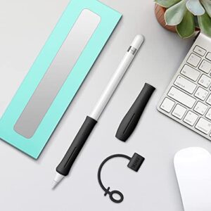 Fintie Silicone Grip Holder for Apple Pencil 1st 2nd Generation, Protective Skin Sleeve Case Accessories Compatible with Apple Pencil 1 2, iPad 10.2, iPad 6th Gen, iPad Pro 11/12.9, Black