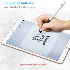 Fintie Silicone Grip Holder for Apple Pencil 1st 2nd Generation, Protective Skin Sleeve Case Accessories Compatible with Apple Pencil 1 2, iPad 10.2, iPad 6th Gen, iPad Pro 11/12.9, Black