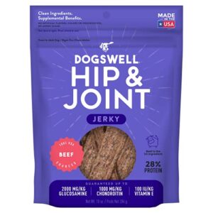dogswell 842190 hip & joint beef jerky pet food, 10 oz (842190)
