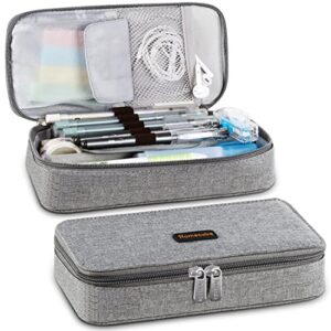 homecube pencil case big capacity pen marker holder pouch box makeup bag oxford cloth large storage stationery organizer with zipper for school office - gray