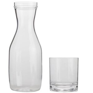 Lily's Home Bedside Night Water Carafe with Tumbler Glass, Easy Pour Spout for No-Mess Use in Bedroom, Bathroom, or Kitchen, Use Cup as Lid, Acrylic Break Resistant (16 Ounces)