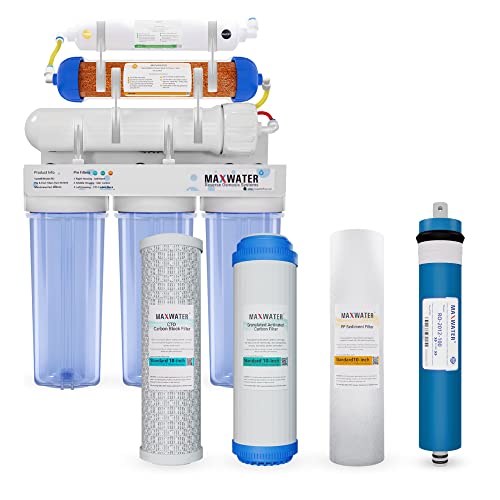 Max Water 6 Stage 100 GPD (Gallon Per Day) RODI (Reverse Osmosis Deionization) Water Filtration System for Aquarium