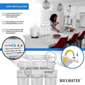 Max Water 6 Stage 100 GPD (Gallon Per Day) RODI (Reverse Osmosis Deionization) Water Filtration System for Aquarium