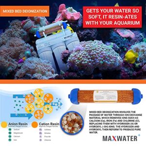 Max Water 6 Stage 100 GPD (Gallon Per Day) RODI (Reverse Osmosis Deionization) Water Filtration System for Aquarium