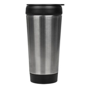 stainless steel travel mug with push down lid, 14 oz sold by whatsnext