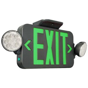 black led exit sign emergency light combo with green letters