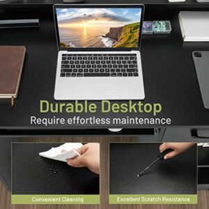 Tangkula Computer Desk with Drawer & Keyboard Tray, Modern Study Writing Desk with Desktop Hutch & Storage Shelves, Home Office Wooden PC Laptop Desk, Desk for Bedroom