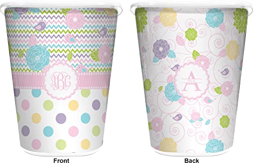 RNK Shops Girly Girl Waste Basket - Double Sided (White) (Personalized)