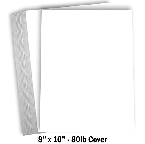 Hamilco White Cardstock - 8 x 10" Blank 80 lb Cover Card Stock - 50 Pack