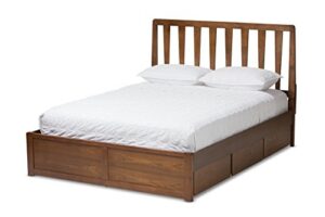 baxton studio garonne storage platform bed, queen, walnut brown