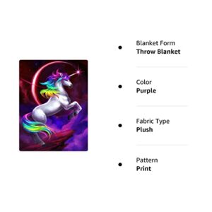 YISUMEI Warm Soft Cozy Plush Throw Fleece-Flannel Blanket 60"x80" Beautiful Unicorn Rainbow Nebula Moon