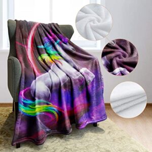 YISUMEI Warm Soft Cozy Plush Throw Fleece-Flannel Blanket 60"x80" Beautiful Unicorn Rainbow Nebula Moon