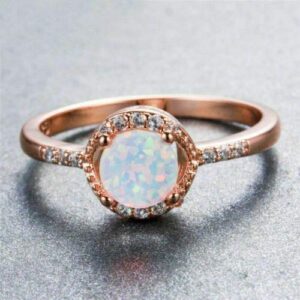 panwa jewelry shop classic round cut white fire opal cz 10kt rose gold wedding ring women size 5-11 (11)
