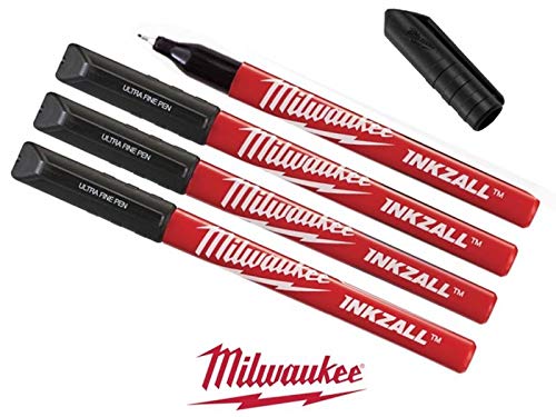 Milwaukee MHT48223164 INKZALLTM Ultra Fine Tip Pens Black (Pack 4)