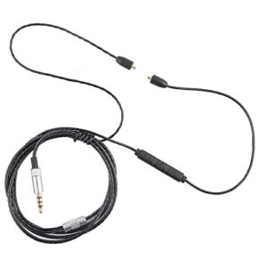 diy upgrade 3.5mm headphone cable with mic, stereo audio cable with volume control audio cable compatible with mmcx connector se215 se425 se535 (black)