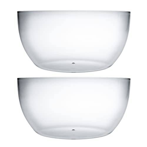 Qxbekmor Large Acrylic Salad Bowls and Serving Bowls, Great for Serving Salad, Popcorn, Chips, Dips, Condiments, Break-Resistant Set of 2, Clear 146 oz