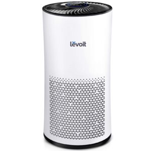 levoit air purifiers for home large room with air quality monitor, quiet odor eliminators for bedroom, hepa filter, auto mode, cleaners for allergies, pets, smoke, mold, pollen, dust, lv-h133, white