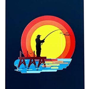 iGifts And Cards Fisherman 3D Pop Up Greeting Card - Happy Birthday Dad, Gone Fishing Retirement, Fathers Day Fishing, Thank You Fisherman, Get Well Grandpa, Son, Friend - 5x7