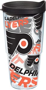 tervis made in usa double walled nhl philadelphia flyers insulated tumbler cup keeps drinks cold & hot, 24oz, all over