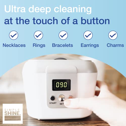 Ultrasonic Jewelry Cleaner Kit - New Premium Cleaning Machine and Liquid Cleaner Solution Concentrate - Digital Sonic Cleanser for Watchbands Jewelry, Silver and More