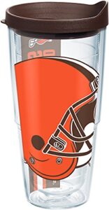 tervis made in usa double walled nfl cleveland browns insulated plastic tumbler cup keeps drinks cold & hot, 24oz, colossal