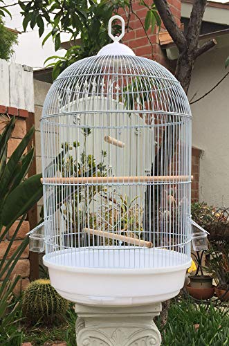 16" Diameter X 28" H Round Dome Canary Cockatiel Parakeet Bird Cage White