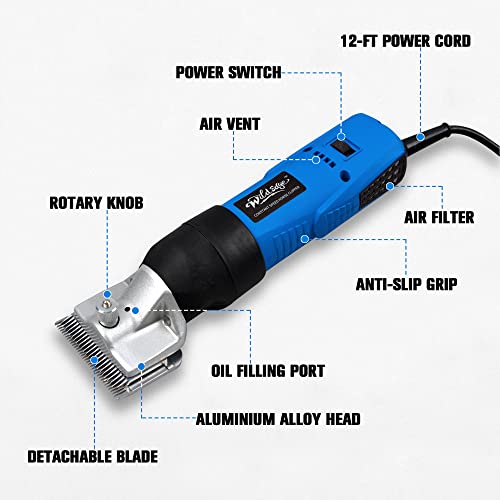 Wild Edge Horse Clipper, Heavy-Duty Light-Weight Professional Equine Horse Clipper and Grooming Kit for Donkey, Pony, Cattle