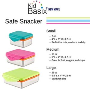 Kid Basix Safe Snacker, Reusable Stainless Steel Lunchbox Container for Kids & Adults, Reusable Food Container, BPA Free, Dishwasher Safe, 7oz, Navy