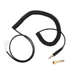 replacement 3.5mm male plug to bare wire open end, 3.5mm plug jack connector audio cable for beyerdynamic dt 770/770pro/990/990pro headphones repair, with 6.35mm plug
